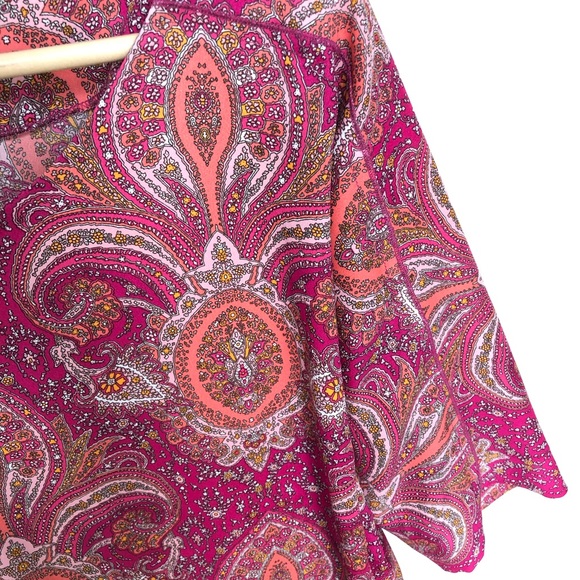Zara Pink Paisley Pattern Dress Boat neckline - Picture 4 of 7